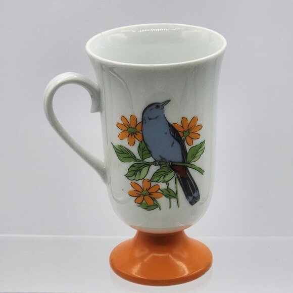 Vintage Fred Roberts Bird Mugs Footed Coffee Tea Cups Set of 5 Japan MCM - Picture 11 of 16